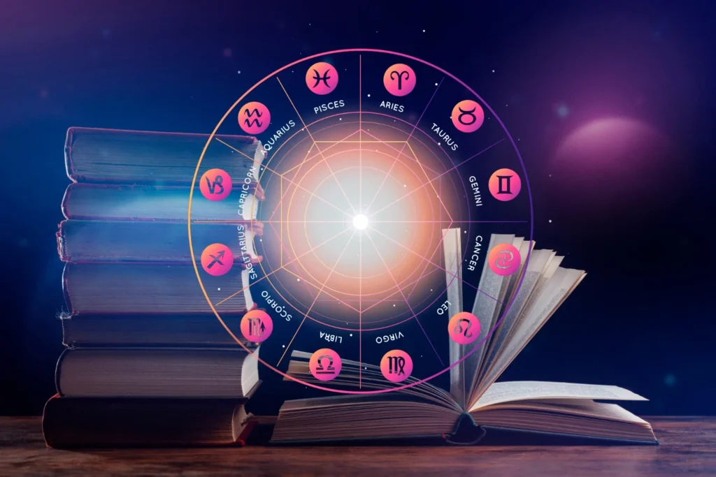 Advanced Vastu Course in Gurgaon with astrology and zodiac study books illustration